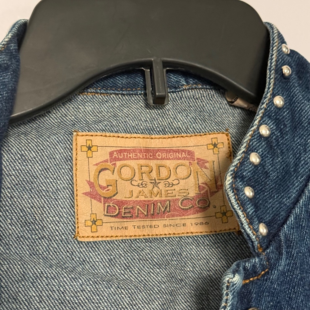 Vintage Gordon James Denim Studded Vest Embroidered Cotton Western - Small - Picture 2 of 4